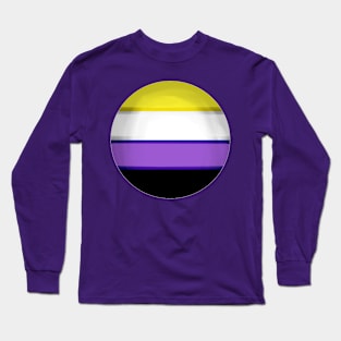 Non binary flag pride colours circular sphere Long Sleeve T-Shirt